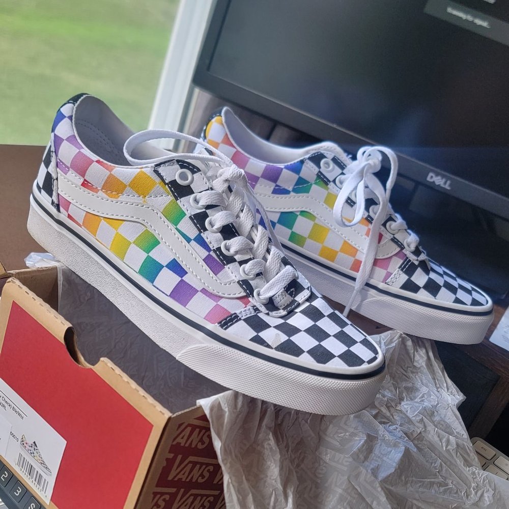 Vans/Shoes Ward Black and White Rainbow Check 6.5